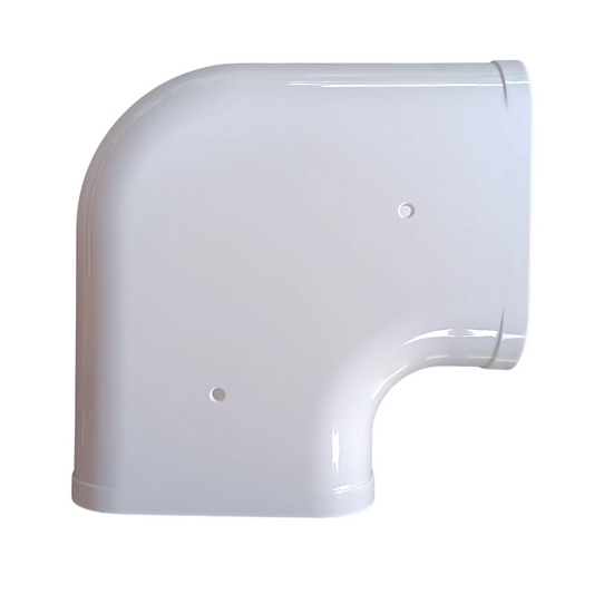 3.75 inch flat 90 elbow line hide angled view 100 series PVC line set cover