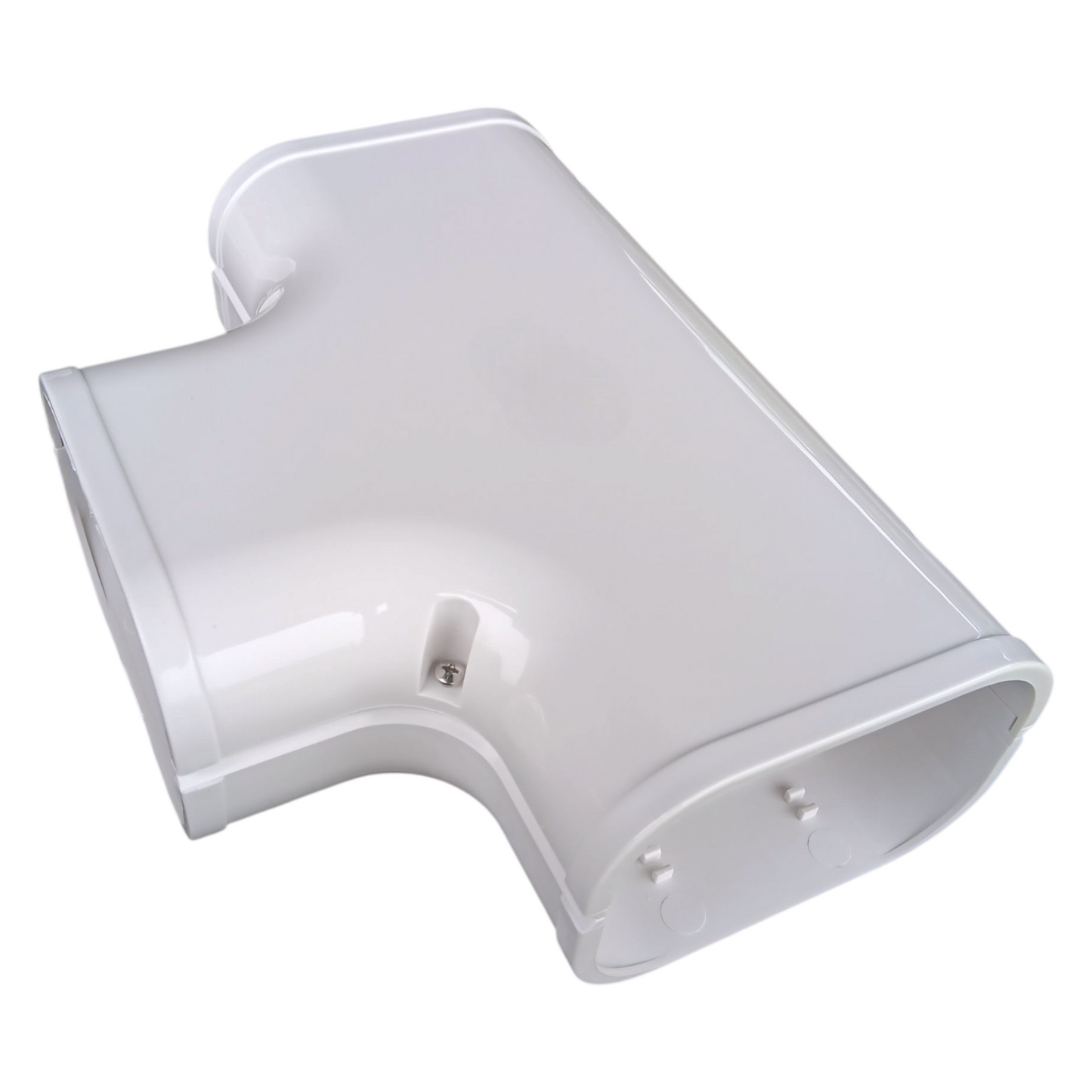 3.75 inch tee line hide fitting angled view 100 series PVC line set cover