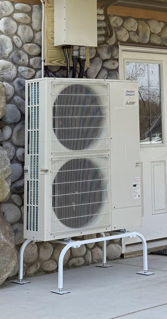 mini split condenser stand installed outdoor unit ground mount HVAC support base