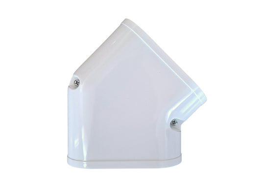 3.75 inch 45 degree line hide fitting 100 series white PVC HVAC line set cover