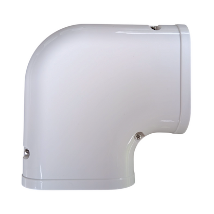 3.75 inch flat 90 elbow line hide 100 series white PVC HVAC line set cover