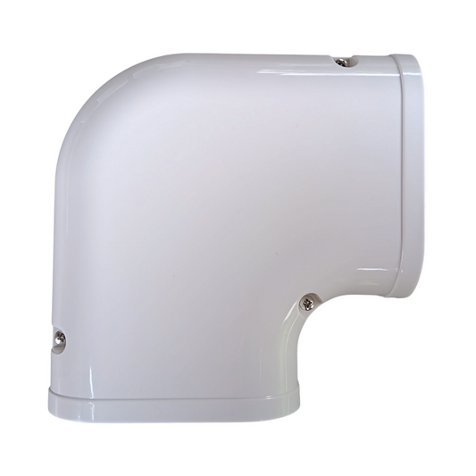 3.75 inch flat 90 elbow line hide 100 series white PVC HVAC line set cover