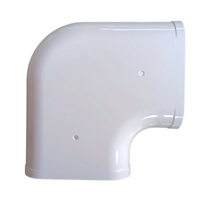 3.75 inch flat 90 elbow line hide angled view 100 series PVC line set cover