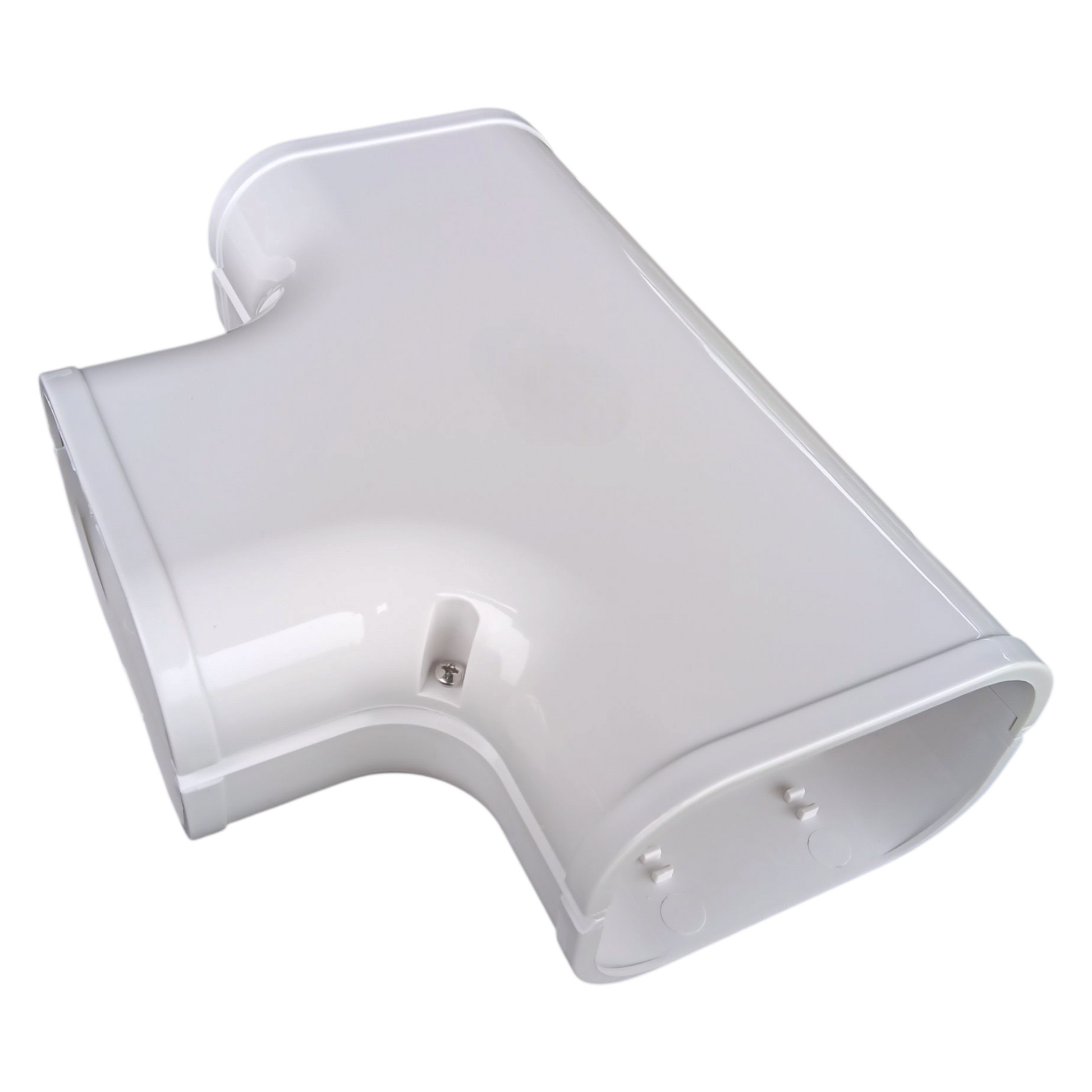 3.75 inch tee line hide fitting angled view 100 series PVC line set cover