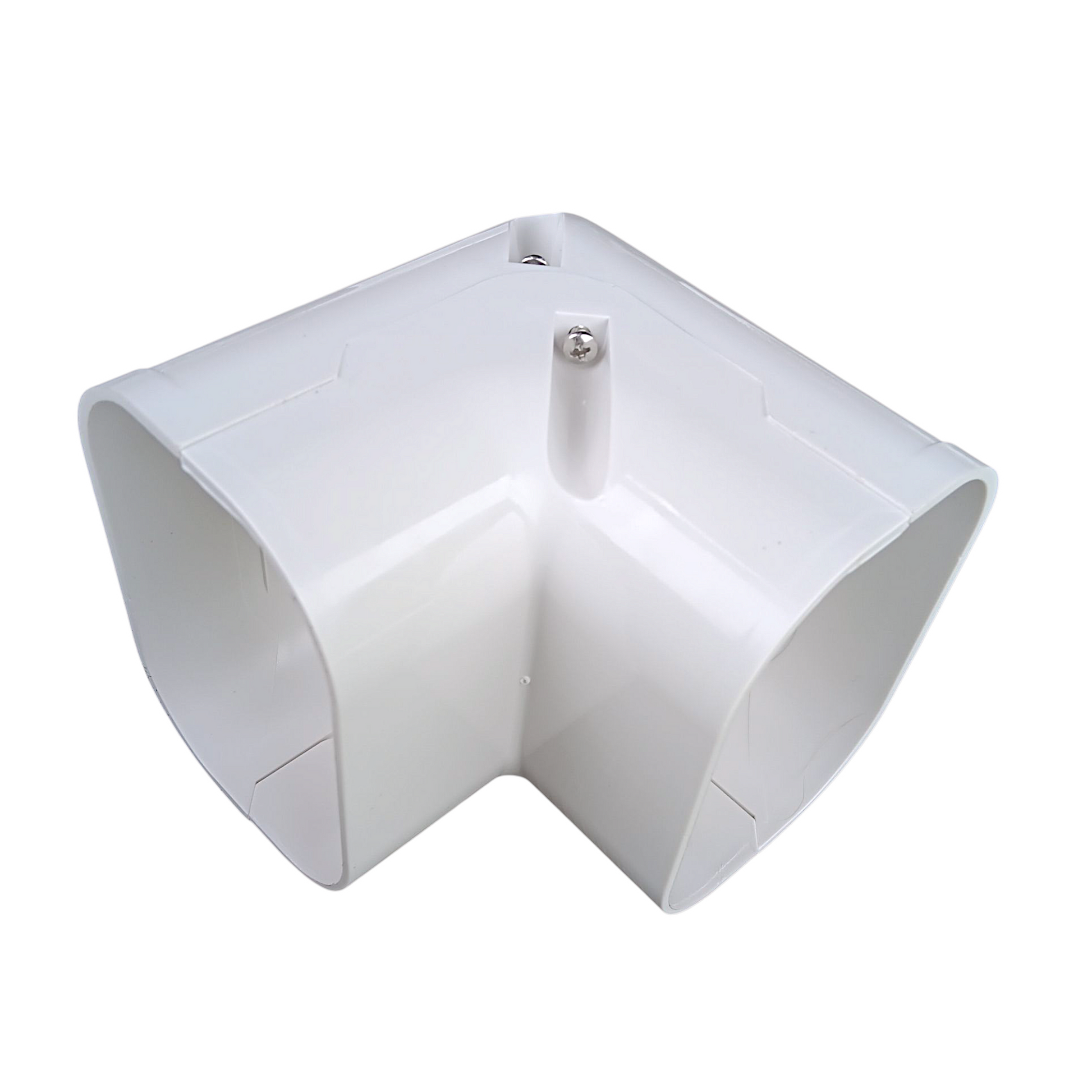 3.75 inch vertical elbow line hide 100 series white PVC HVAC line set cover
