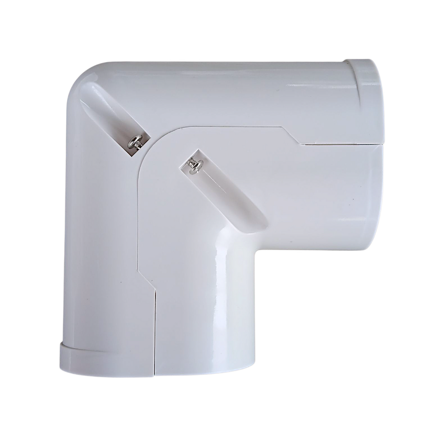 3.75 inch vertical elbow line hide angled view 100 series PVC line set cover
