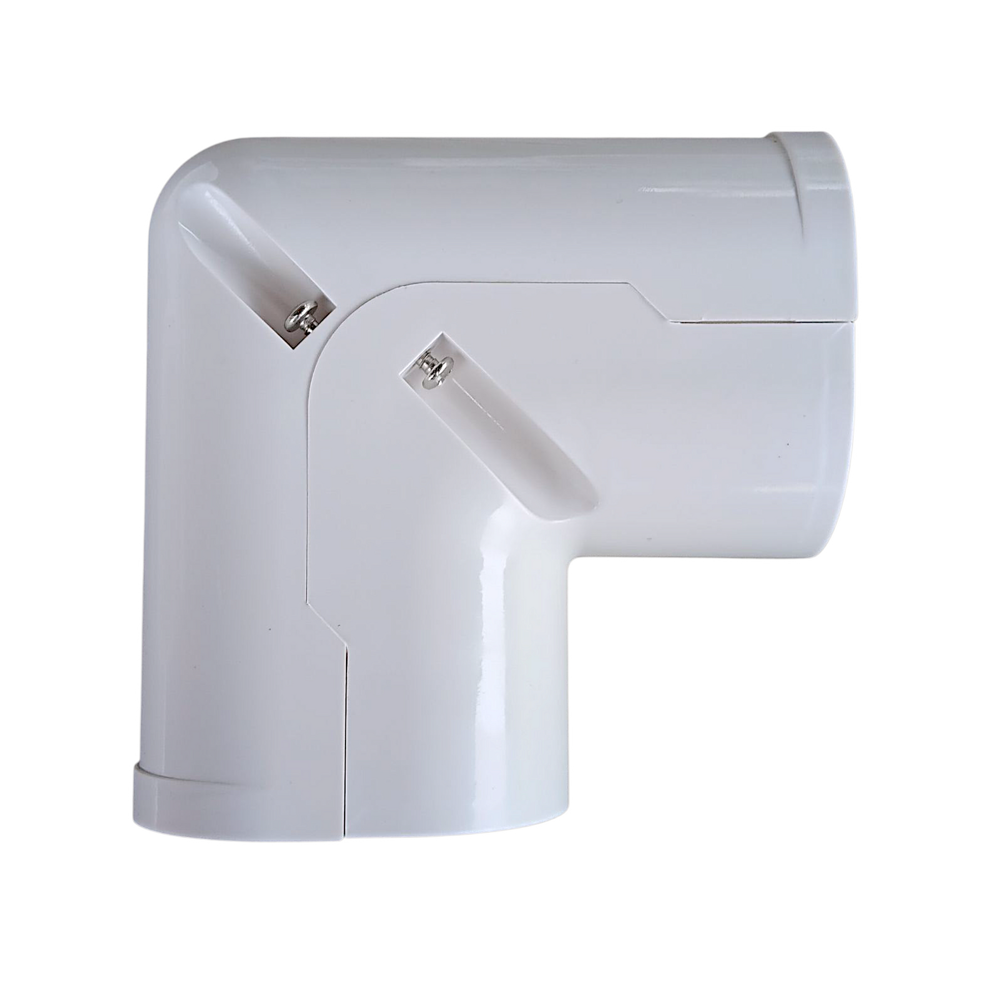 3.75 inch vertical elbow line hide angled view 100 series PVC line set cover