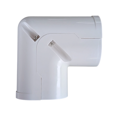 3.75 inch vertical elbow line hide angled view 100 series PVC line set cover