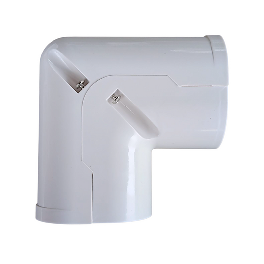 3.75 inch vertical elbow line hide angled view 100 series PVC line set cover