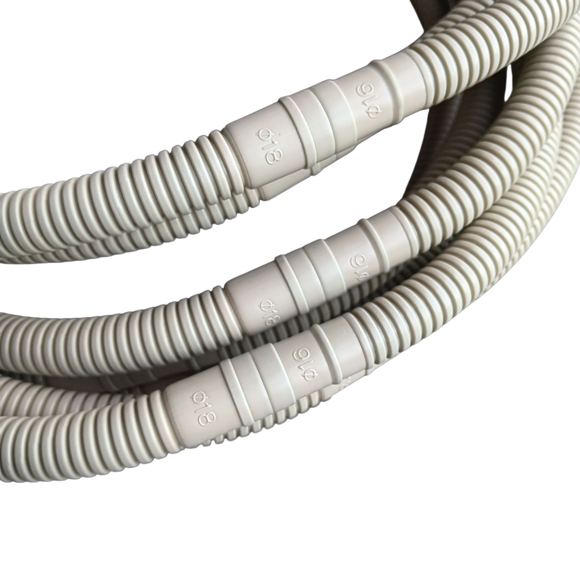 mini split drain hose close up flexible condensate drain line HVAC tubing